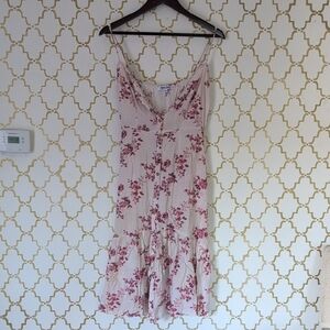 Cottagecore Dainty Floral Pinkt White Spaghetti Strap Maxi Dress